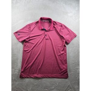 Adidas Golf Polo Shirt Mens Large Pink Stripe Short Sleeve Performance Polyester